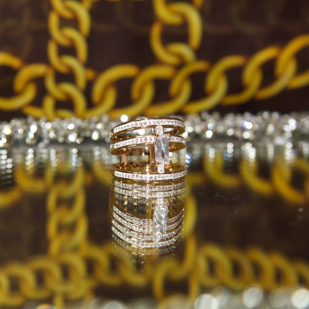 14kt Gold Dipped Swarovski Statement Ring - image 2